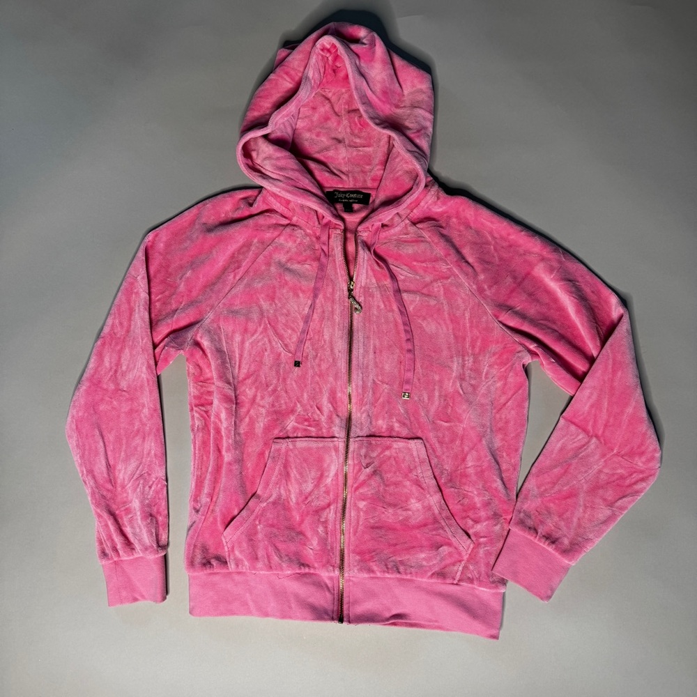 Juicy Couture Pink Velour Zip-up Hoodie Jacket size Medium